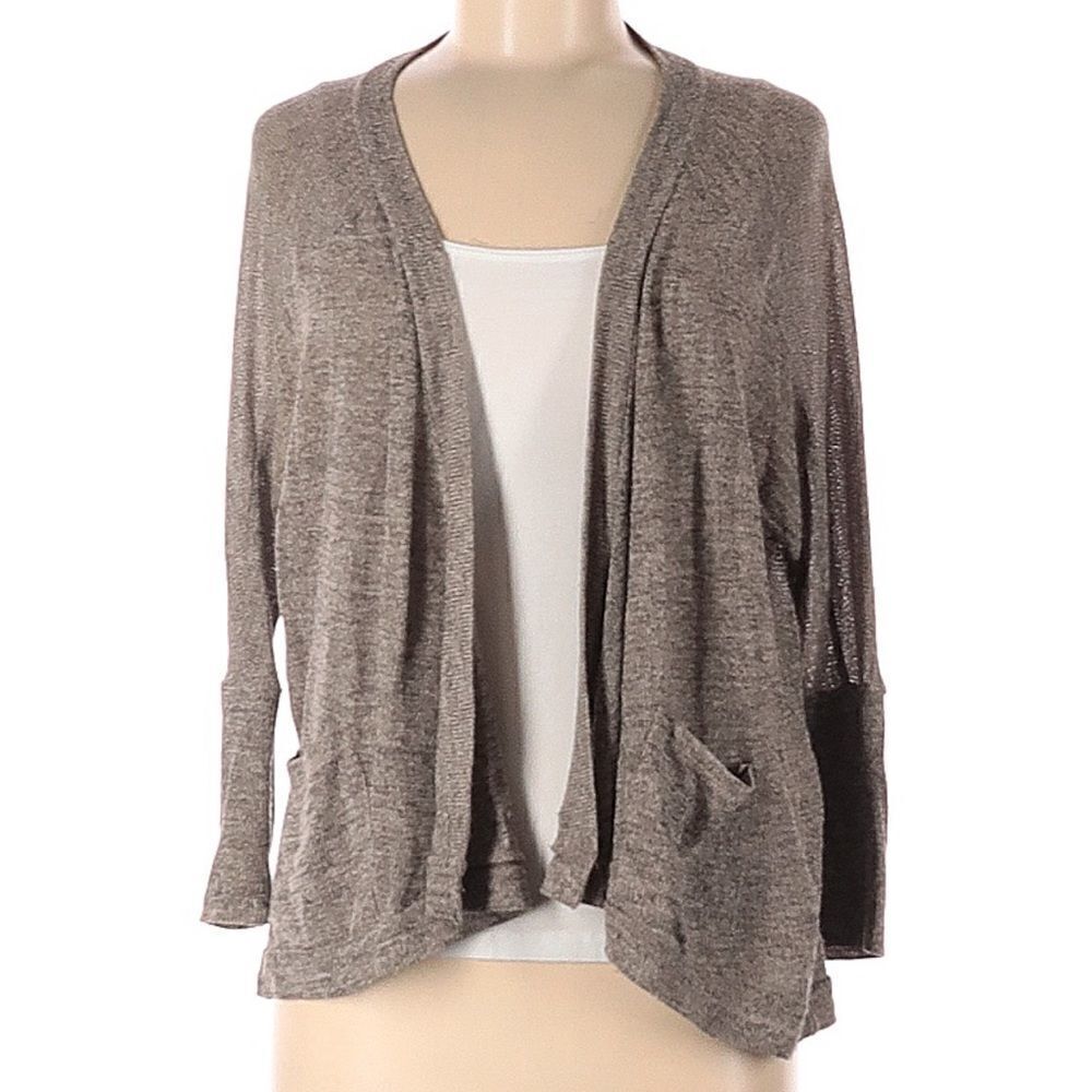 Jolie Tan Open Knit Cardigan Medium